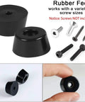 20Pcs Black Rubber Feet Bumpers for Radio Cabinets with assorted screws, non-slip surface guards for electronics furniture