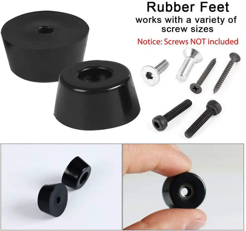 20Pcs Black Rubber Feet Bumpers for Radio Cabinets with assorted screws, non-slip surface guards for electronics furniture