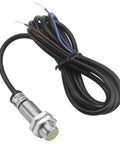 M12 Inductive Proximity Sensor Switch PR12-2DO, cylindrical detector with cable, 2mm sensing, flush mount, CE certified.