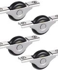 Sliding Door Wheel Pulley Replacement Set Of 4 For Cabinets And Wardrobes With Nylon Track Hardware Durable Quiet Smooth Rolling For Easy Glide In Home DIY Projects And Renovations, stainless steel and nylon components, 4-pack front view.