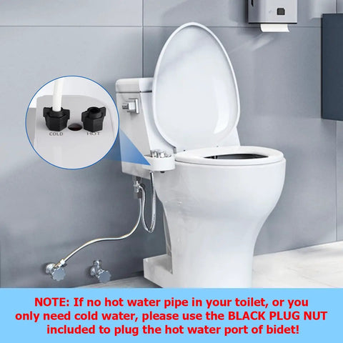 Hot And Cold Bidet Attachment For Toilet Ultra Slim Design With Warm Water Non Electric Adjustable Pressure on two-piece toilet