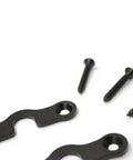 Close-up of black screws and steel clips from Heavy Duty Sun Visor Repair Kit With Steel Clips For Jeep Wrangler JK 2018 Through 2024 And Gladiator 2020 Through 2024