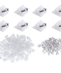 50 Pcs Heavy Duty L Shaped Angle Brackets For Sagging Drawer Repair And Furniture Stabilization With Rust Resistant Steel Screws 90 Degree Corner Support Set with white brackets and screws.