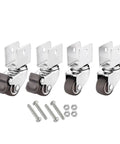 4 Piece Heavy Duty Caster Wheels Locking Brakes 1 Inch Soft Rubber Twin Swivel Casters for Furniture with screws.
