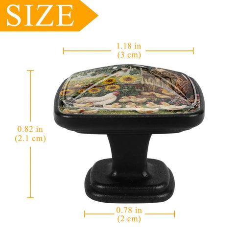 4 Pack Black Square Kitchen Cabinet Knobs Sunflower Chicks Fence Drawer Pulls For Cupboard Dresser Closet And Bathroom Modern Farmhouse Hardware Dope Easy Install with size dimensions