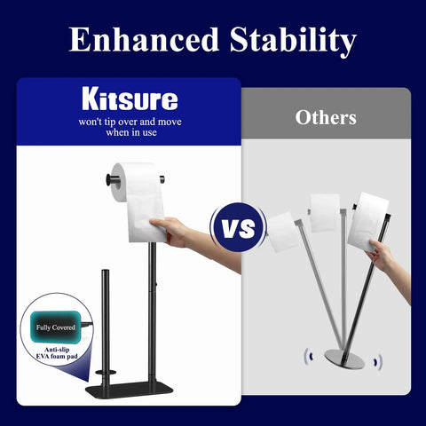 Comparison of Free Standing Toilet Paper Holder With Four Roll Capacity, Rustproof Metal Stand, Non-Slip Stable Base, Black Finish and others