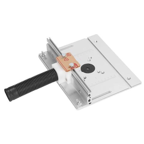 Aluminum Alloy Router Lift Kit With Adjustable Insert Plate For Inverted Routing And Milling Boasts A Kickass Build Making Detailed Woodworking A Straightforward Breeze, showing an adjustable router lift table with hose.