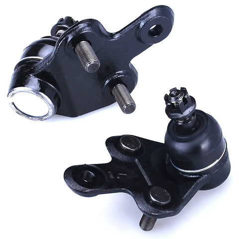 Toyota Highlander Front Lower Ball Joint Kit Replacement For 2008 Through 2019 And Sienna 2011 Through 2020 Premium Durable OEM Grade Ball Joint Set With Direct Fit No Drama Install And Easy Drop In For Your Auto Suspension. Two black front lower ball joints with studs