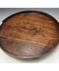 9.75 Inch Black Walnut Lazy Susan Rotating Serving Tray, handcrafted for kitchen and dining table centerpiece, smooth spin shown