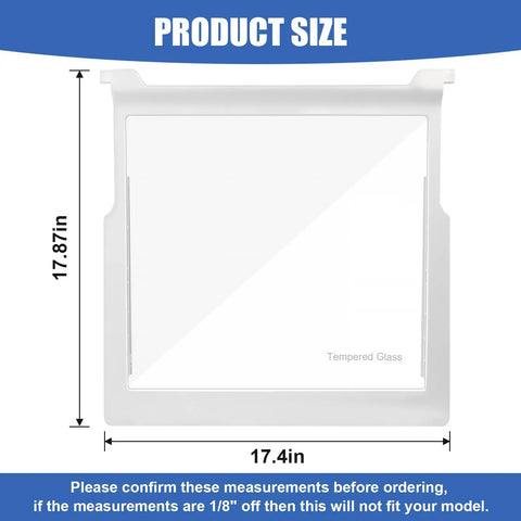 Glass Refrigerator Shelf 18 Inch Wide 17.45 Deep 1.57 Tall Replacement Part For Standard Freezers And Fridges Heavy Duty Tempered