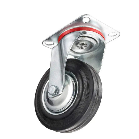 Top Shelf 6 Inch Rubber Caster Wheels 4 Pack With Two Smooth Rolling Swivel And Two Rock Solid Rigid Base Units Rated For A Hefty 331 Pounds Each Perfect For Heavy Hauling Shop Gear Movement Without Marring Clean Floors Anytime