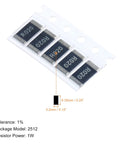 2512 SMT Resistor Kit 50 Pieces Range 0.1R To 1R 1W Power 1 Percent Tolerance 10 Values Surface Mount Chip Resistors For DIY Electronics Projects For Hobbyists, 2512 size SMD resistors in carrier tape