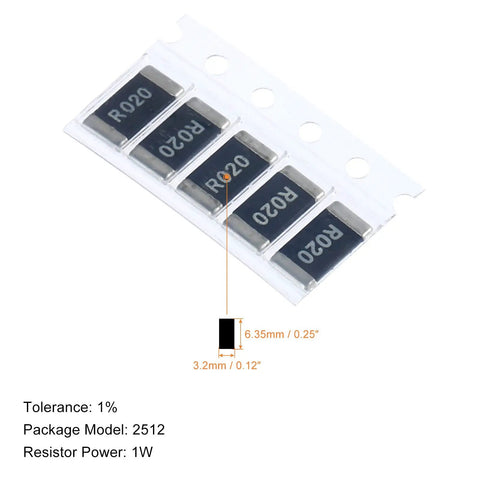 2512 SMT Resistor Kit 50 Pieces Range 0.1R To 1R 1W Power 1 Percent Tolerance 10 Values Surface Mount Chip Resistors For DIY Electronics Projects For Hobbyists, 2512 size SMD resistors in carrier tape