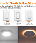 Instructional graphic showing how to switch modes on 48 Pack 6 Inch Led Recessed Lights With Night Light.