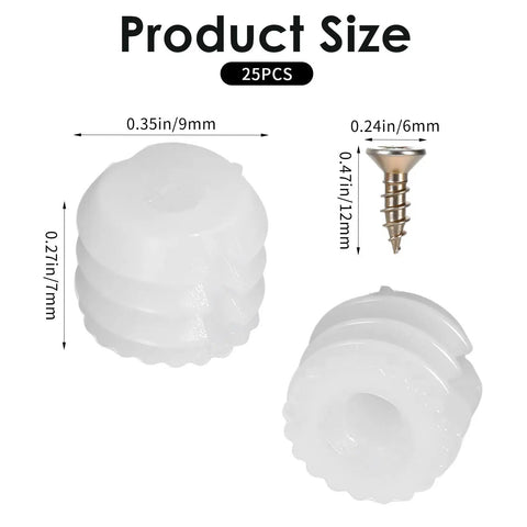 Solid Household Gear Including Twenty Five Plastic Dowel Inserts And Hinge Mounting Screws With Pre Inserted Nuts For Fixing Wobbly Cabinet Doors And Casual DIY Furniture Repairs No Sweat