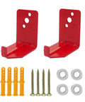 Heavy Duty Fire Extinguisher Mount 2 Pack Beefy Universal Bracket For 5 To 40 Lb Extinguishers Wall Mount Hanger For Garage Cabinet Steel Anti Rust Coated Holder showing two red brackets, screws, and anchors