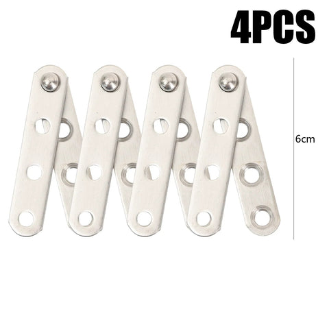 4 Piece Stainless Steel 360 Degree Concealed Door Hinges Set for cabinets, drawers, and windows, 6cm size, front view.