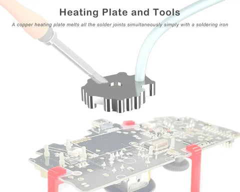 Heating plate and tools for 2x TMR Joystick Replacement Kit For Xbox One Controllers with PCB and soldering iron detail