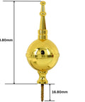 Polished Brass Ball and Spire Finial for Grandfather and Grandmother Longcase Clocks Replacement Topper, 73.80mm height