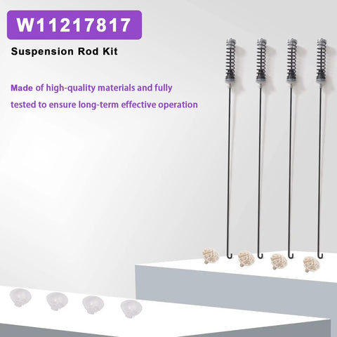 Washer Suspension Rod Kit 26.5 Inch Fits Whirlpool Maytag Amana Kenmore WTW4655JW0 WTW4655JW1 WTW4655JW2 four rods on display