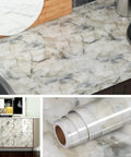 Blue Marble Waterproof Countertop Contact Paper 24x197 Inch Peel And Stick Vinyl Wrap for kitchen and bathroom surfaces.