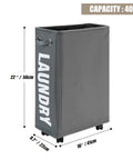 Slim Laundry Basket On Wheels With Grab-and-Go Handle, Collapsible Rolling Hamper For Narrow Corners, 40L Capacity, Gray