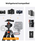 Compact Desk Tripod With Ball Head For DSLR And Phone Travel Ready Aluminum Mini Tripod with camera attachments and weight capacity shown