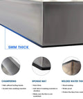 Close-up of 5mm thick Heavy Duty 304 Stainless Steel Washing Machine Pan With Raised Edge And Anti Slip Bottom Pad For Leak Protection