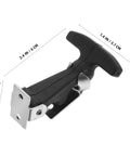 Close-up of Five Piece Flexible Grippy Rubber Latch Set with T Handle Draw Hasp, 2.4 inch by 0.6 inch dimensions shown