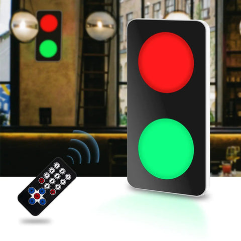 Remote Control Traffic Light Wall Lamp With Red And Green LED DC Nine To Twelve Volt Plug Included Aluminum Frame Ultra Bright