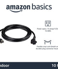 10 Ft 3 Prong Indoor Extension Cord Set, 2 Pack, Tough Duty Power Extenders For Home And Garage, 13 Amp 125V Black, 16 AWG Cords For Electronics, Tools, And More. black 10 ft indoor cord with 3-prong plug