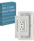 Peel And Stick Outlet Cover For Single Stack US Outlets Waterproof Splash Guard With Button Hinged Closure, clear cover on outlet