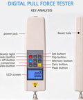 Beefy Digital Pull Force Tester 500 And 1000N With High Precision Digital Force Gauge, Push Pull Gauge, Portable Tensile Tester For Wire Harnesses And Terminals, Includes Five Metal Fittings And Test Bench, front view LCD