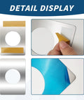 Detail view of 4 Piece Stainless Steel Door Reinforcement Plates Set for covering damaged holes and fixing loose locks with adhesive backing.