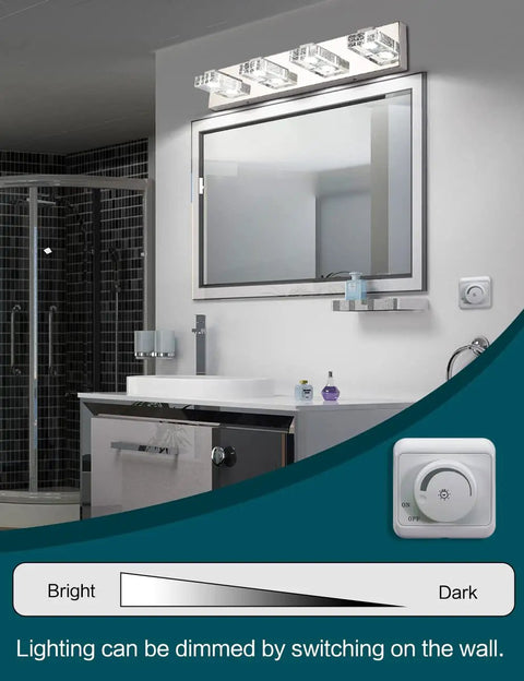 Three Light LED Vanity Light Fixture For Bathroom Dimmable 4500K White Glow 16W above bathroom mirror