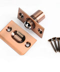 Super Cool Adjustable Ball Door Catches With Roller Beads. Heavy Duty Locks For Cupboards, Gates And Closets. Adjustable pink brass door catch with roller bead and screws.