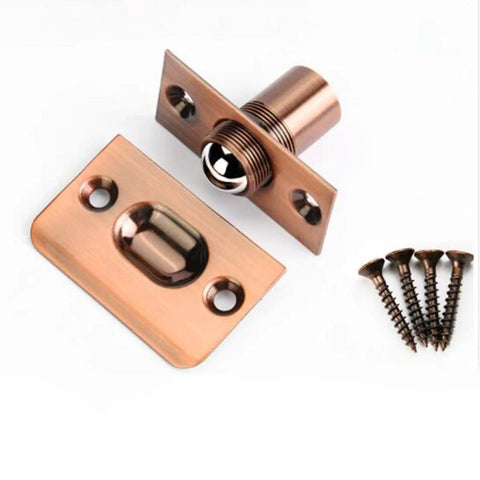 Super Cool Adjustable Ball Door Catches With Roller Beads. Heavy Duty Locks For Cupboards, Gates And Closets. Adjustable pink brass door catch with roller bead and screws.