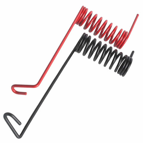 Two Pack Garage Door Cable Snubbers For Torsion Spring Systems, Prevent Cable Slack And Misalignment, Compatible With Residential And Commercial Doors, Cable Retaining Spring Kit For Safer, Smoother, Quieter Garage Door Performance, showing two coiled springs, one red, one black.