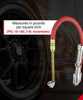 Dual Head Tire Inflator Gauge With 15 Inch Air Hose, Accurate 10-160 PSI Readout In 2 PSI Increments, Easy Read Dial