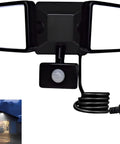 Outdoor Motion Sensor Flood Light 20W Waterproof Security Wall Fixture With Adjustable Heads 180 Degree Sensing 40ft Range Daylight White US Plug For Garage Yard Patio Pathway Porch showing two adjustable LED panels