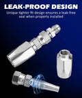 Front view of SPARKWHIZ 3/8-inch hydraulic hose repair kit components: metal adapters and reusable fittings.