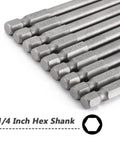 10 Pc Magnetic Square Drill Bit Set 100mm Hex Shank Robertson Square Drive Bits for Pocket Hole Jig S2 Alloy Steel