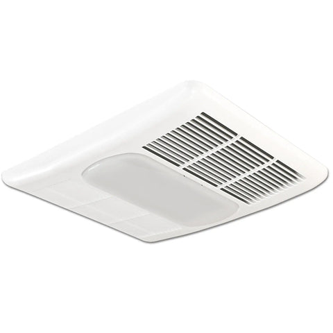 Bathroom Exhaust Fan With Light, Heater And Thermostat, Radiance 80 CFM White, sleek design with vent grille and light panel