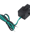 Slick Split Core Current Transformer Clamp Sensor With 50A To 200A Rating And 5A Output Dead On Accuracy Low Resistance Leads For EV Charging Rig Or 5G Station Power Tracking Black with black and green wires.