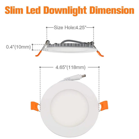 12 Pack 4 Inch Ultra Thin Recessed LED Lights Kit With Junction Box Dimmable Canless Downlights 650 Lumens 5000K Daylight 9W Equal 60 To 80W ETL Listed Energy Efficient