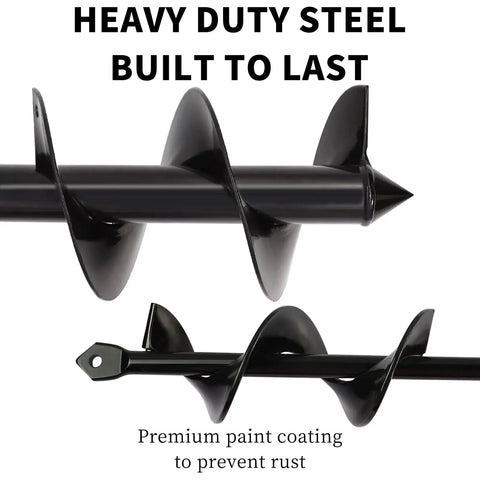 Close-up of heavy-duty steel garden auger bits from Powerful Garden Auger Drill Bits Set for Easy Planting of Bulbs and Flowers.