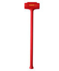 Red Beefy Polyurethane Coated Dead Blow Hammer With Textured Grip For No Bounce And Quiet Taps, standing vertically on white background.