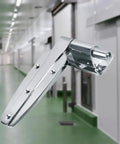 Adjustable Door Hinge Hardware With Quiet Spring Assisted Action for refrigerators and cabinets against industrial background