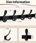 Badass Heavy Duty Wall Hooks Slick Black Metal Coat Hanger And Towel Rack size information with measurements for wall mount setup
