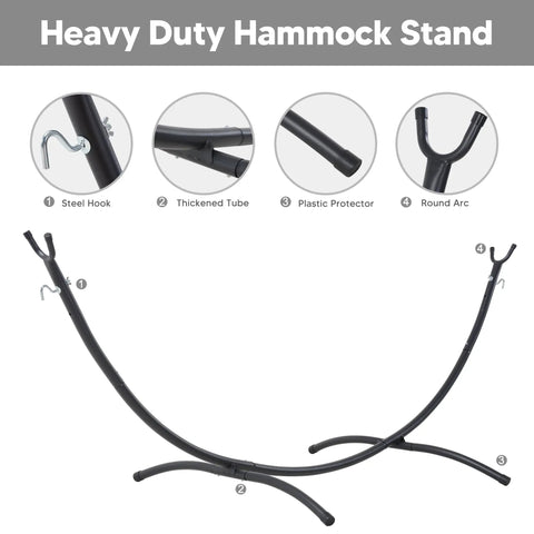 Heavy Duty Hammock Stand With Portable Foldable Patio Hammock For Backyard Or Deck, Sturdy Steel Frame With Non Slip Feet details